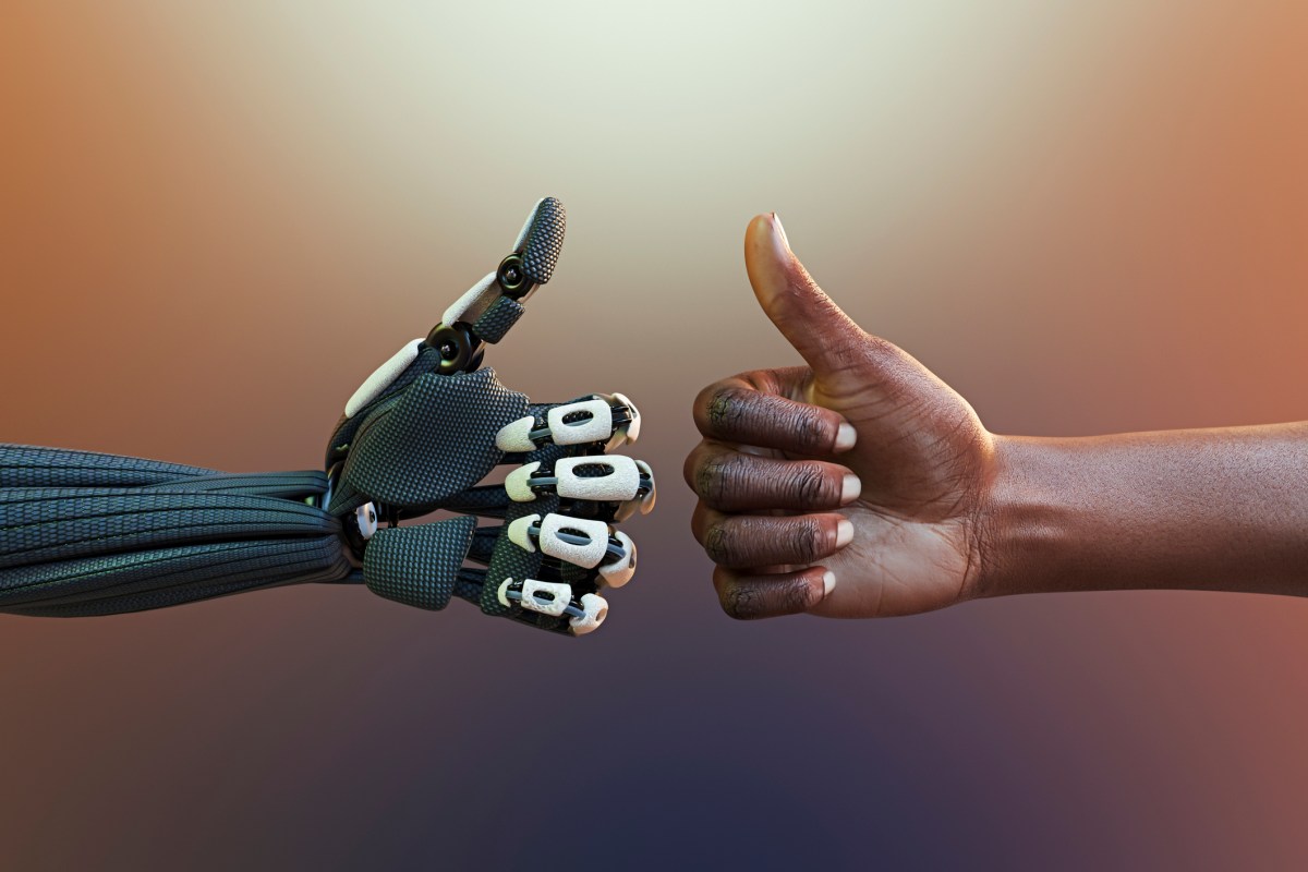 Meta robotics lab engineer working near a humanoid robot
